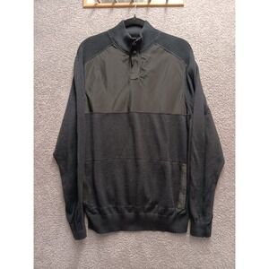 Kenneth Cole AWEAR-TECH Mock Neck Sweater Men's L Black Mixed Media 37.5